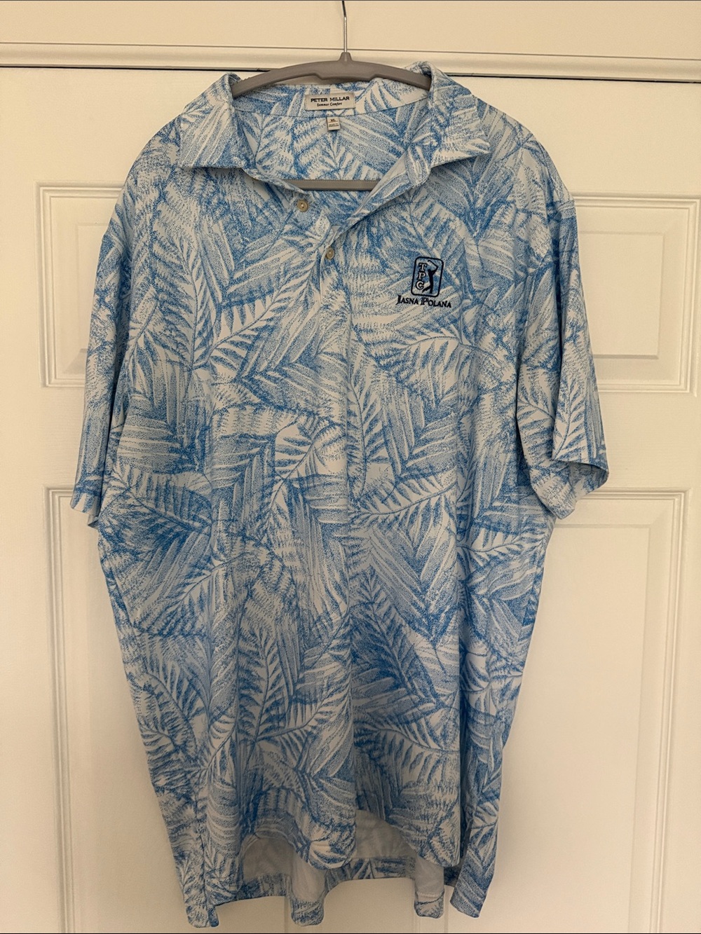 Peter millar Blue Palm-Print Polo Shirt